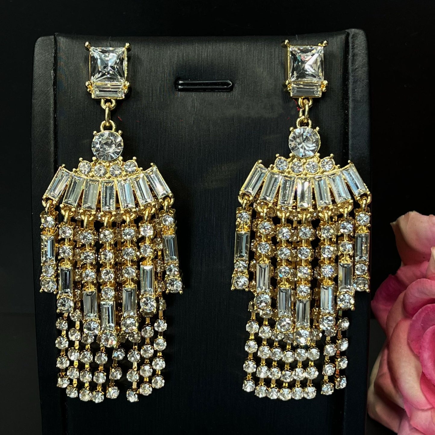 Luxurious Gold Crystal Chandelier Drop Earrings TT Design™