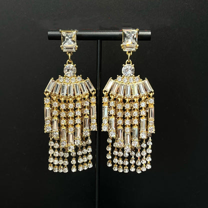 Luxurious Gold Crystal Chandelier Drop Earrings TT Design™