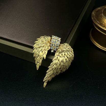 Golden Angel Wing Brooch with Rhinestone Accent TT Design™