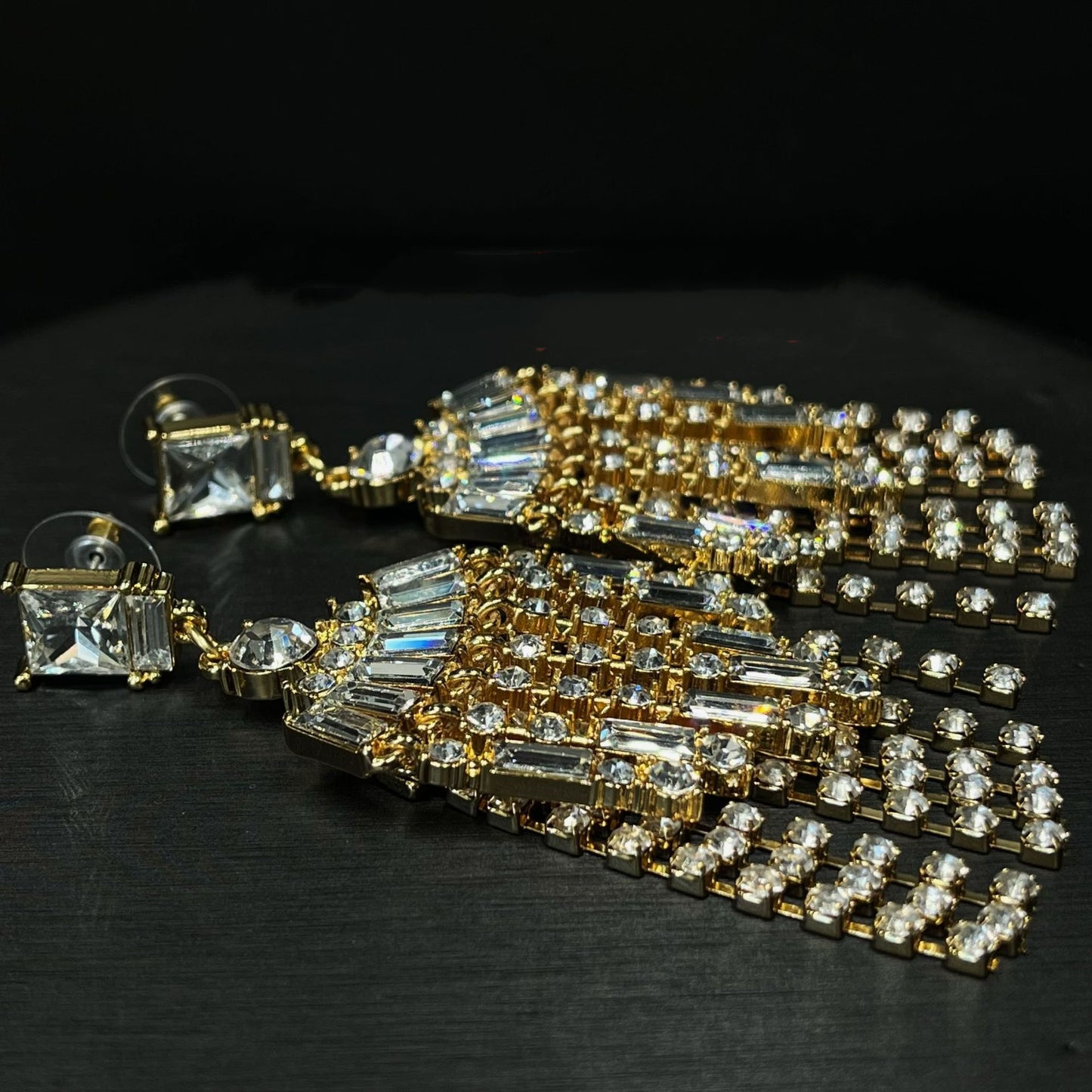 Luxurious Gold Crystal Chandelier Drop Earrings TT Design™