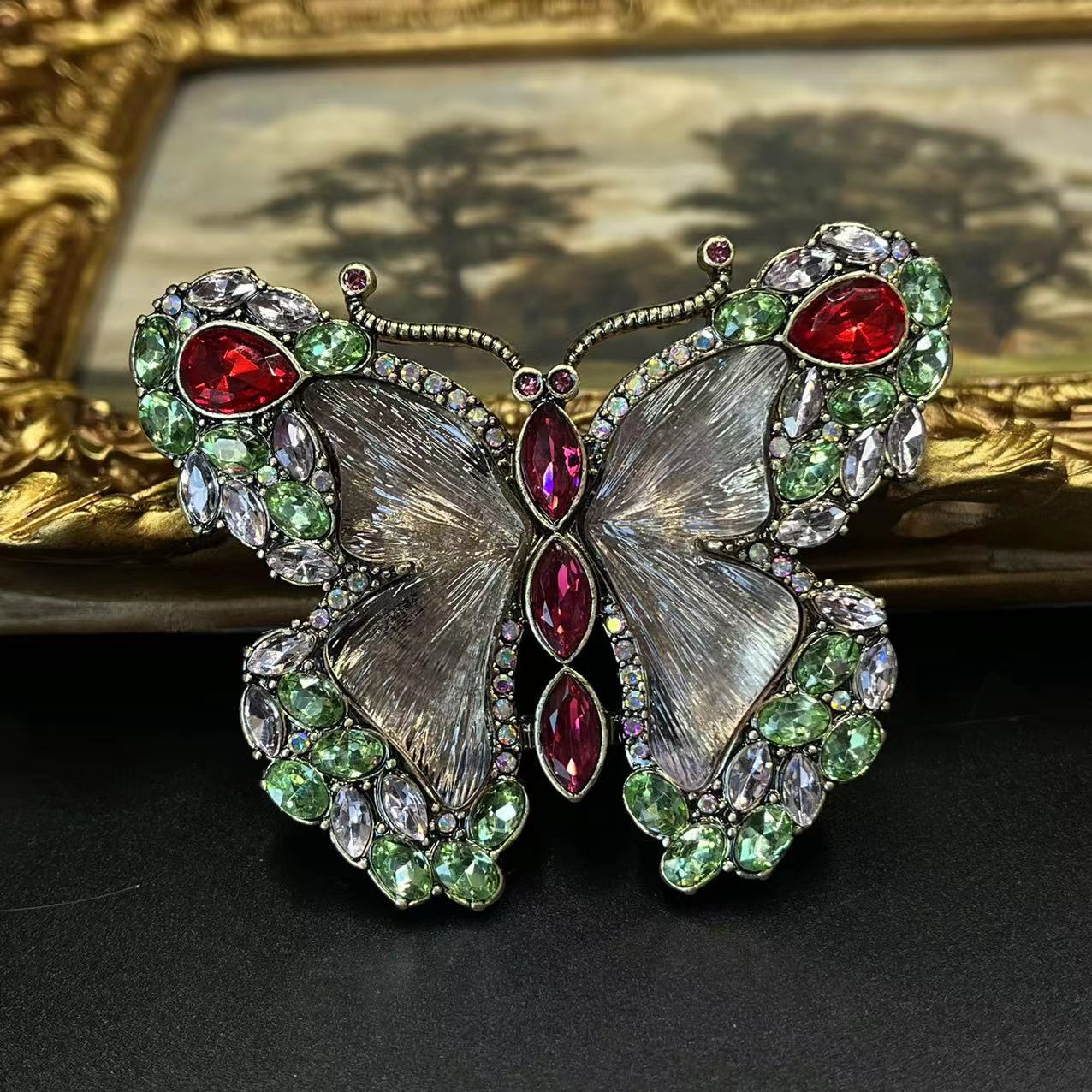 Luxury Vintage Handmade Crystal Butterfly Necklace, Bracelet & Brooch 2-in-1 Set  TT Design™